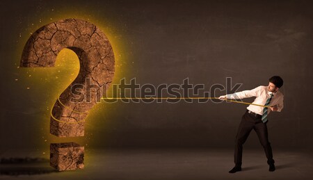 Hombre de negocios grande sólido signo de interrogación piedra Foto stock © ra2studio
