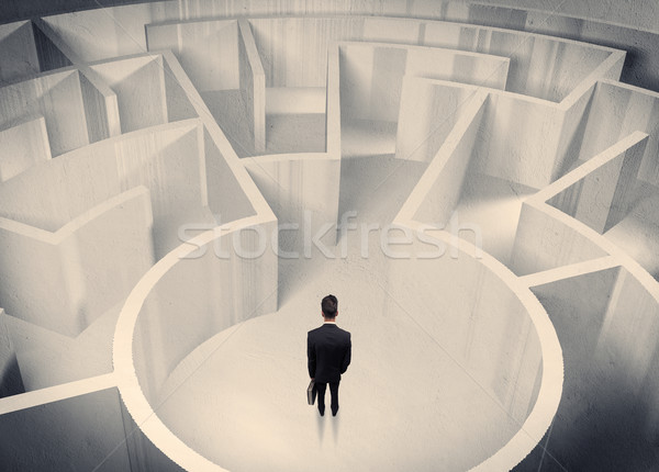 Uomo d'affari piedi labirinto centro confusi imprenditore Foto d'archivio © ra2studio