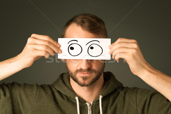 глупый человека глядя рисованной глаза Сток-фото © ra2studio