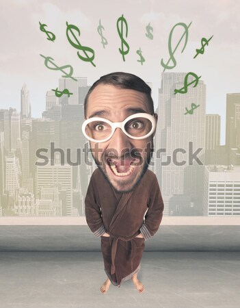 Big head person with idea dollar marks Stock photo © ra2studio