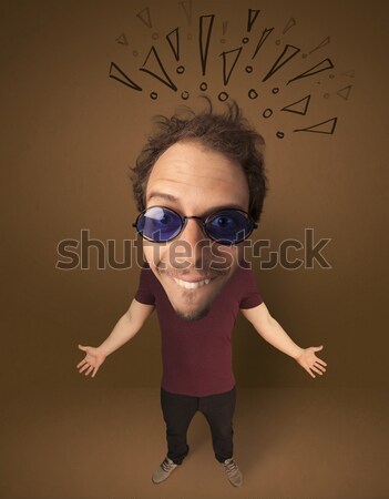 Stock photo: Big head person with social exclamation marks