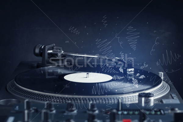 Stockfoto: Draaitafel · spelen · muziek · kruis · lijnen