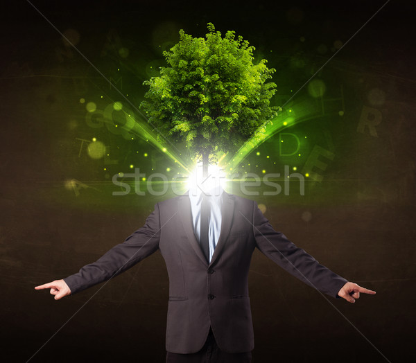 Man with green tree head concept Stock photo © ra2studio