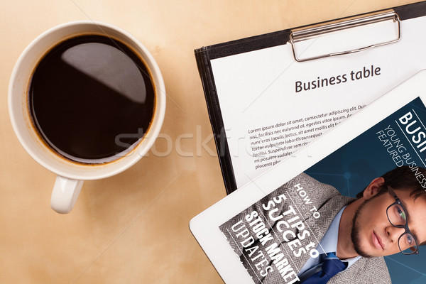 Stockfoto: Werkplek · tonen · magazine · dekken · beker