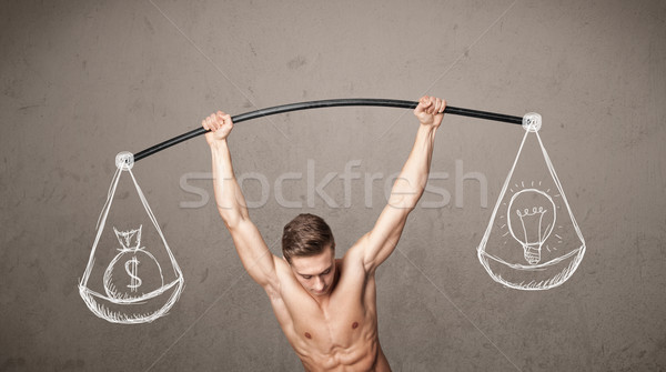 Kas adam dengeli güçlü spor salonu egzersiz Stok fotoğraf © ra2studio