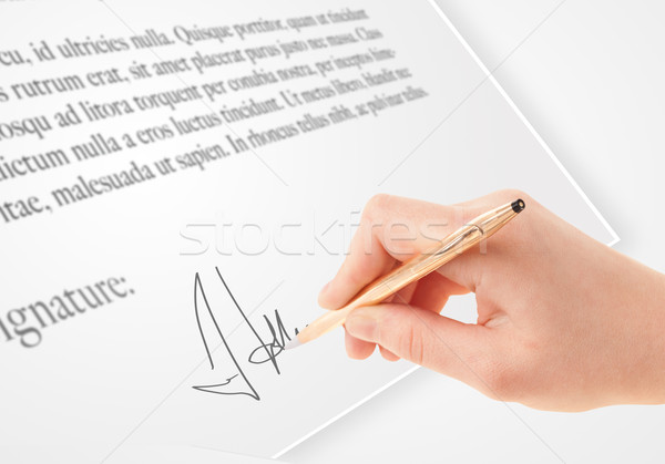 Hand schrijven persoonlijke handtekening papier vorm Stockfoto © ra2studio