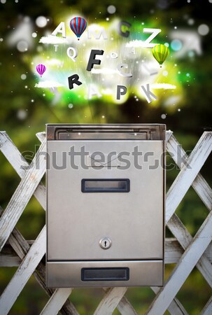 Stock foto: Up · Mailbox · Straße · Zaun · Papier · Wand