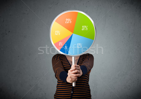 Young woman holding a pie chart Stock photo © ra2studio