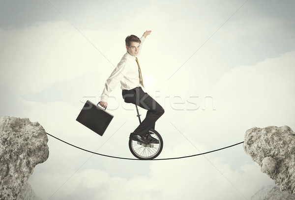 Dapper zakenman paardrijden cyclus business Stockfoto © ra2studio
