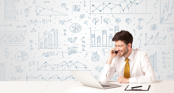 Stock photo: Businessman with diagram background