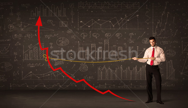 üzletember húz piros nyíl kötél bár Stock fotó © ra2studio