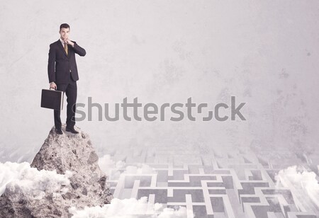 Businessman on cliff above labyrinth Stock photo © ra2studio