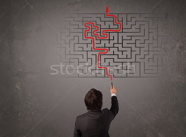 Business man looking at a maze and the way out  Stock photo © ra2studio