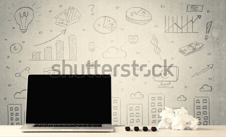 Städtischen Umsatz Graphen Laptop Schreibtisch öffnen Stock foto © ra2studio