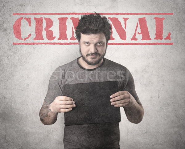 Gangster închisoare penal poliţie portret alb Imagine de stoc © ra2studio