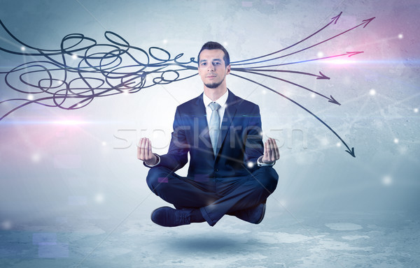 Businessman meditates with purifying doodle concept Stock photo © ra2studio