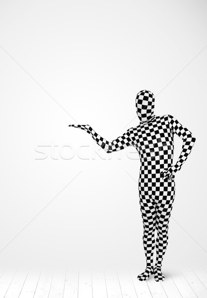 Anonim férfi bemutat termék egészalakos öltöny Stock fotó © ra2studio