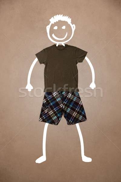Casual clothes with hand drawn funny character Stock photo © ra2studio