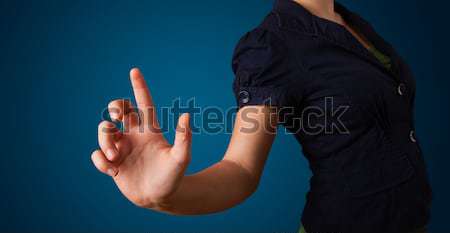 女性 虚数 ボタン 若い女性 手 ストックフォト © ra2studio