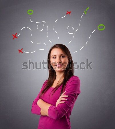 Stockfoto: Jonge · vrouw · denken · abstract · mooie · vrouw · meisje