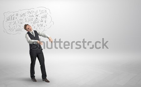 Businessman on rock mountain with a globe Stock photo © ra2studio