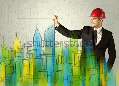 Business architect sketching a cityscape Stock photo © ra2studio