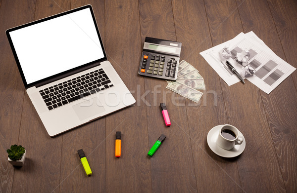 Business Schreibtisch Bürobedarf modernen Laptop weiß Stock foto © ra2studio