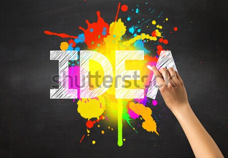 Colorful splashes are coming out of gun shaped hands Stock photo © ra2studio