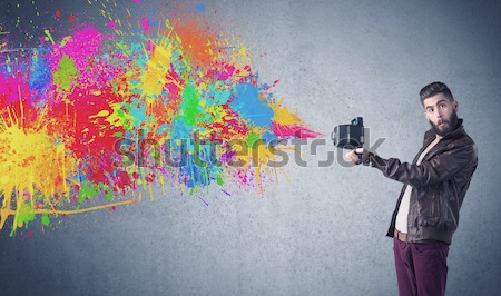 Pracownika kolorowy streszczenie chmury balony samochodu Zdjęcia stock © ra2studio