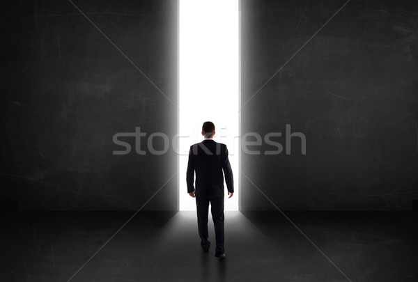 Empresário olhando parede luz túnel abertura Foto stock © ra2studio