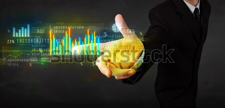 Foto stock: Empresario · diagrama · nube · brillante · cuerpo