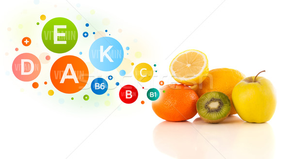 Sağlıklı meyve renkli vitamin semboller simgeler Stok fotoğraf © ra2studio
