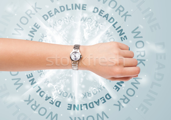 Clocks with work and deadline round writing Stock photo © ra2studio