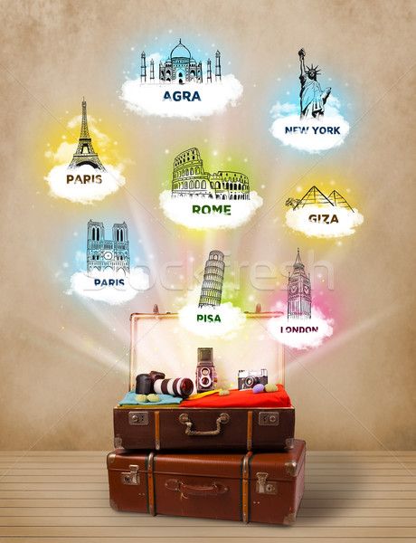 Touristiques valise célèbre autour monde [[stock_photo]] © ra2studio