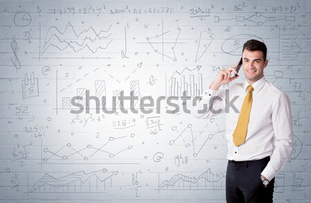 Verkäufer stehen gezeichnet Grafik Charts jungen Stock foto © ra2studio