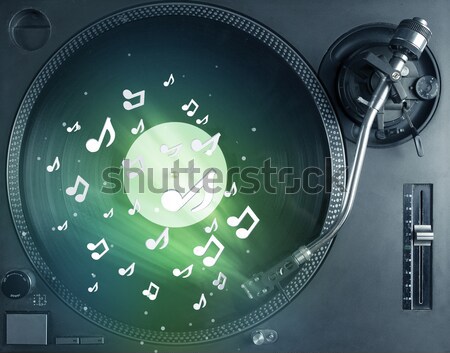Turntable jouer musique audio note Photo stock © ra2studio