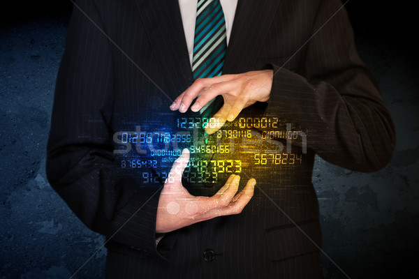 Foto stock: Empresario · número · nube · brillante · cuerpo