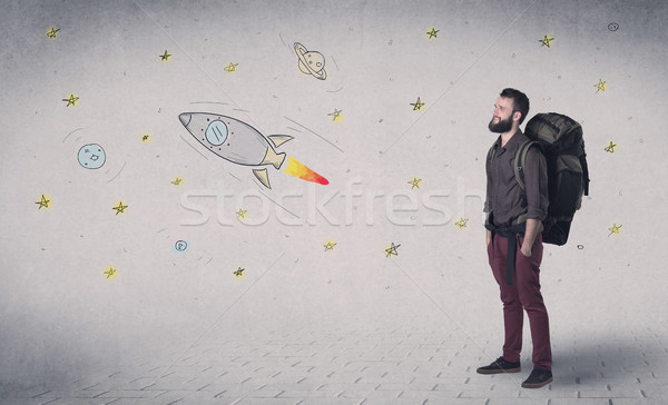 Young man with a backpack Stock photo © ra2studio