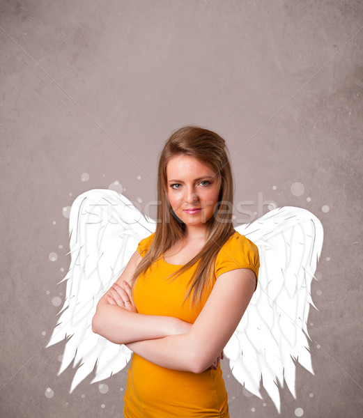 Cute Person Engel illustriert Flügel schmutzig Stock foto © ra2studio