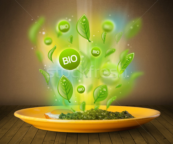 Saine bio vert plaque alimentaire [[stock_photo]] © ra2studio