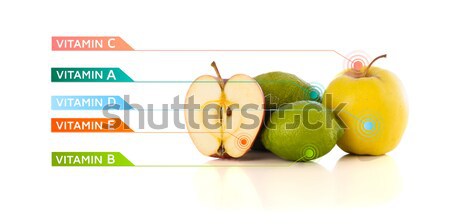 Egészséges gyümölcsök színes vitamin szimbólumok ikonok Stock fotó © ra2studio