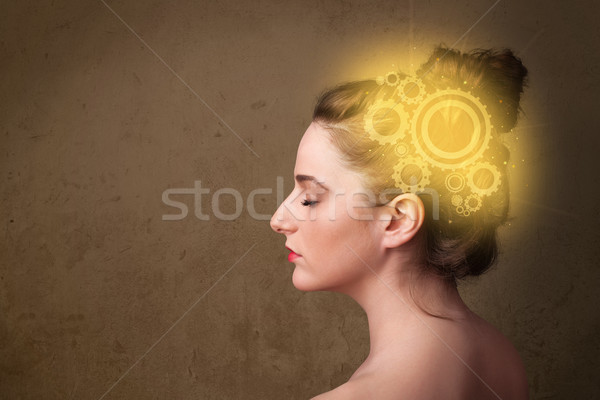умный девушки мышления машина голову иллюстрация Сток-фото © ra2studio