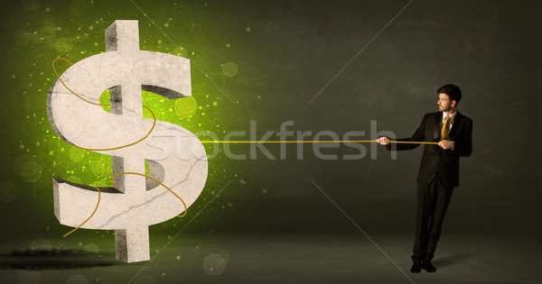 Hombre de negocios grande verde signo de dólar dinero Foto stock © ra2studio