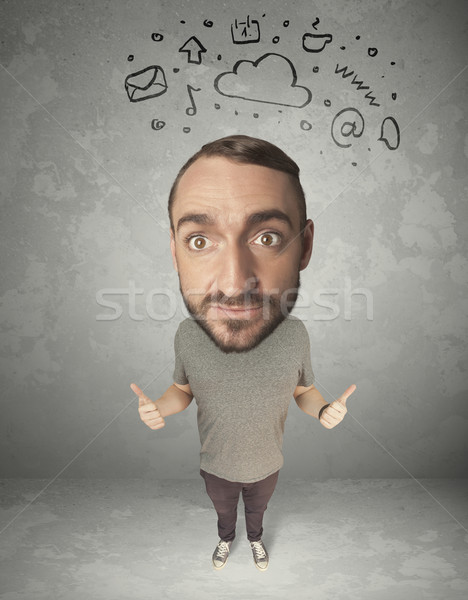 Big head person with social media marks Stock photo © ra2studio