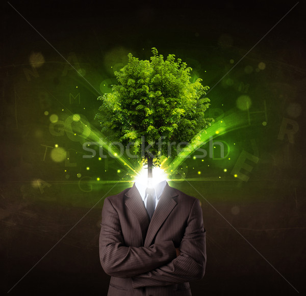 Człowiek głowie brązowy drzewo medycznych Zdjęcia stock © ra2studio