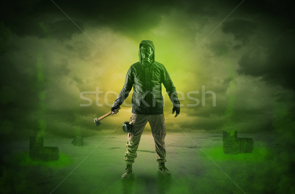 Bewaker verlaten ruimte explosie onherkenbaar licht Stockfoto © ra2studio