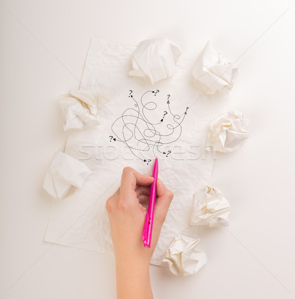 Writing hand in crumpled paper Stock photo © ra2studio