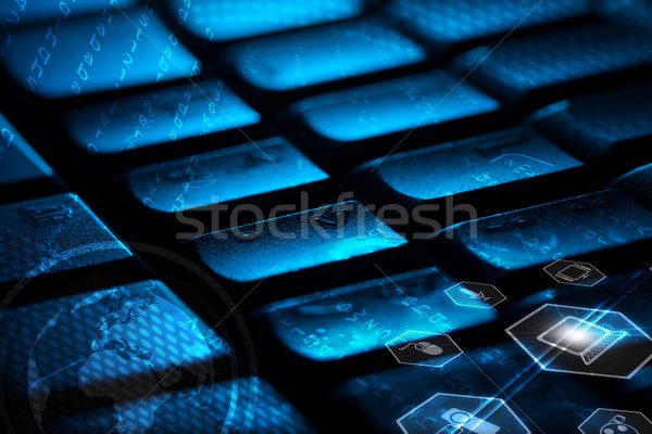 Stockfoto: Toetsenbord · multimedia · iconen · wereldbol