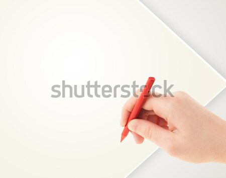 ストックフォト: 人の手 · 図面 · 鉛筆 · 空っぽ · 紙 · テンプレート
