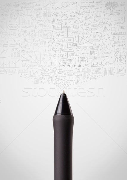 Pen close-up with sketchy diagrams Stock photo © ra2studio